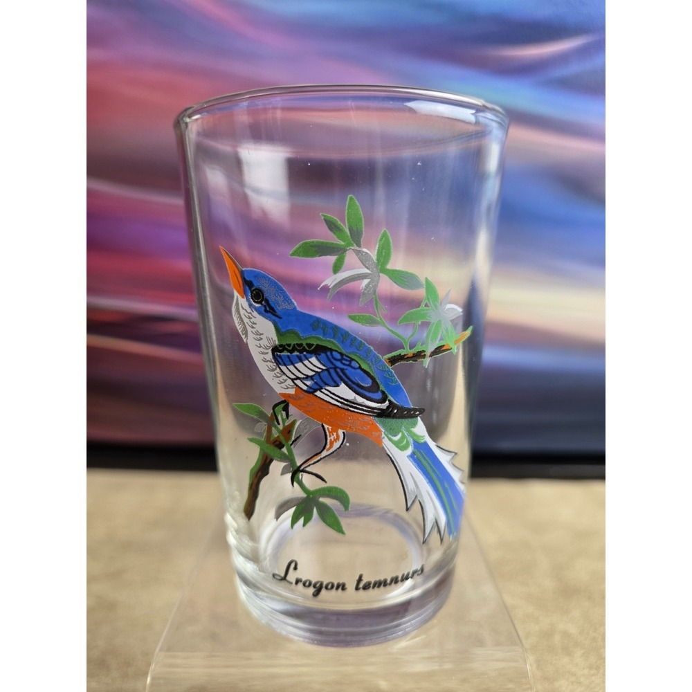 Set of 4 Juice Glasses, Tumblers, Exotic Tropical Birds, Vintage, 1960's - Picture 5 of 5